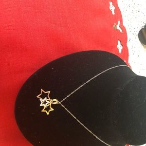 925 sterling silver 3 toned stars necklace